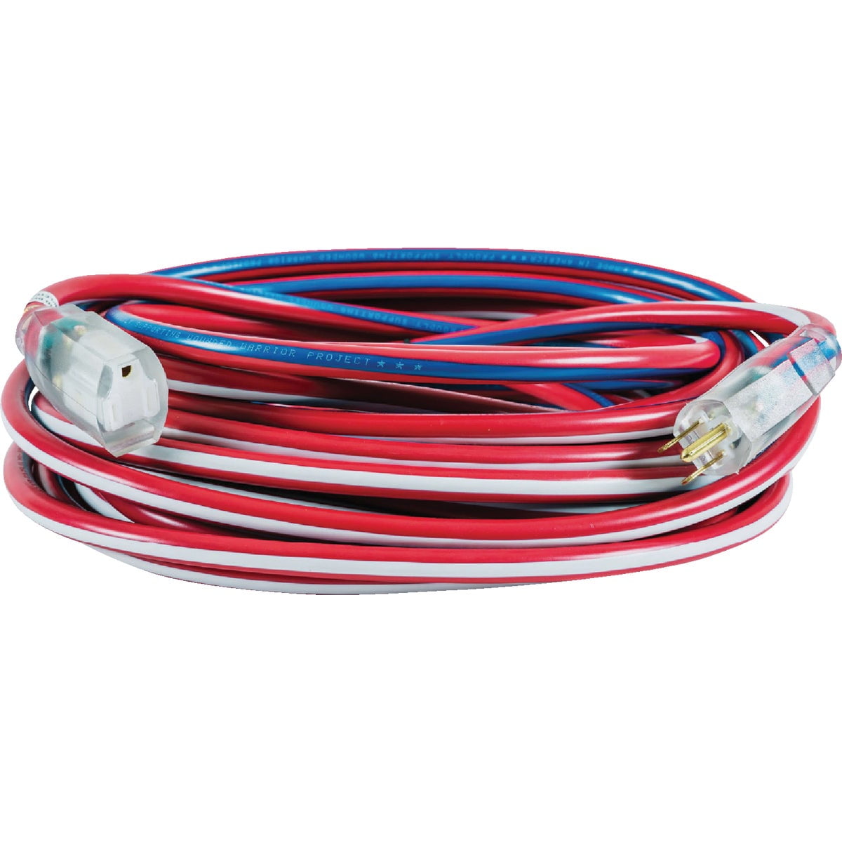 Southwire Patriotic Indoor and Outdoor 100 ft. L Blue/Red/White Extension Cord 12/3 SJTW