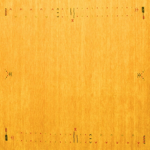 Ahgly Company Machine Washable Indoor Square Abstract Yellow Contemporary Area Rugs, 6' Square