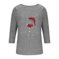 thumbnail image 5 of Ltctricy Women's Tunic Tops 3/4 Length Sleeve Crew Neck Curved Hem Christmas Printed Ribbed Knit T Shirts Casual Tee Blouses(Gray,X-Large), 5 of 5