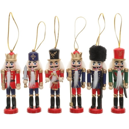 TEHAUX Hanging Wood Nutcrackers Decor 6Pcs in Assorted Colors for Christmas Tree and Festival Celebration