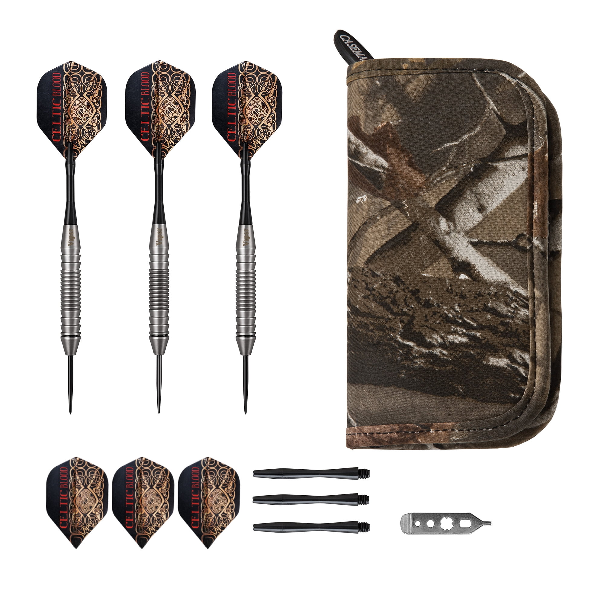 Viper Celtic Blood 22 Gram Steel Tip Darts & Casemaster Deluxe Realtree Dart Case