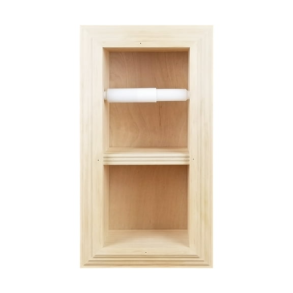 Boreas Recessed Solid Wood Double Toilet Paper Holder 7 X 14.5 - Unfinished