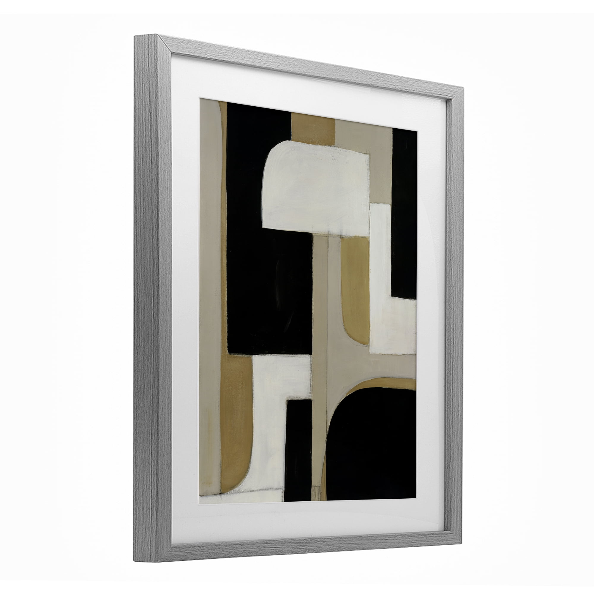 Stupell Industries Minimalist Geometrics in Neutrals Gray Framed Print Under Glass, design by Kippi Leonard