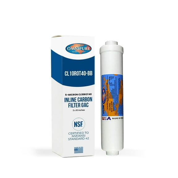 Omnipure CL10ROT40 Inline Carbon GAC Water Filter 5 Microns - 10 x 2 Inches