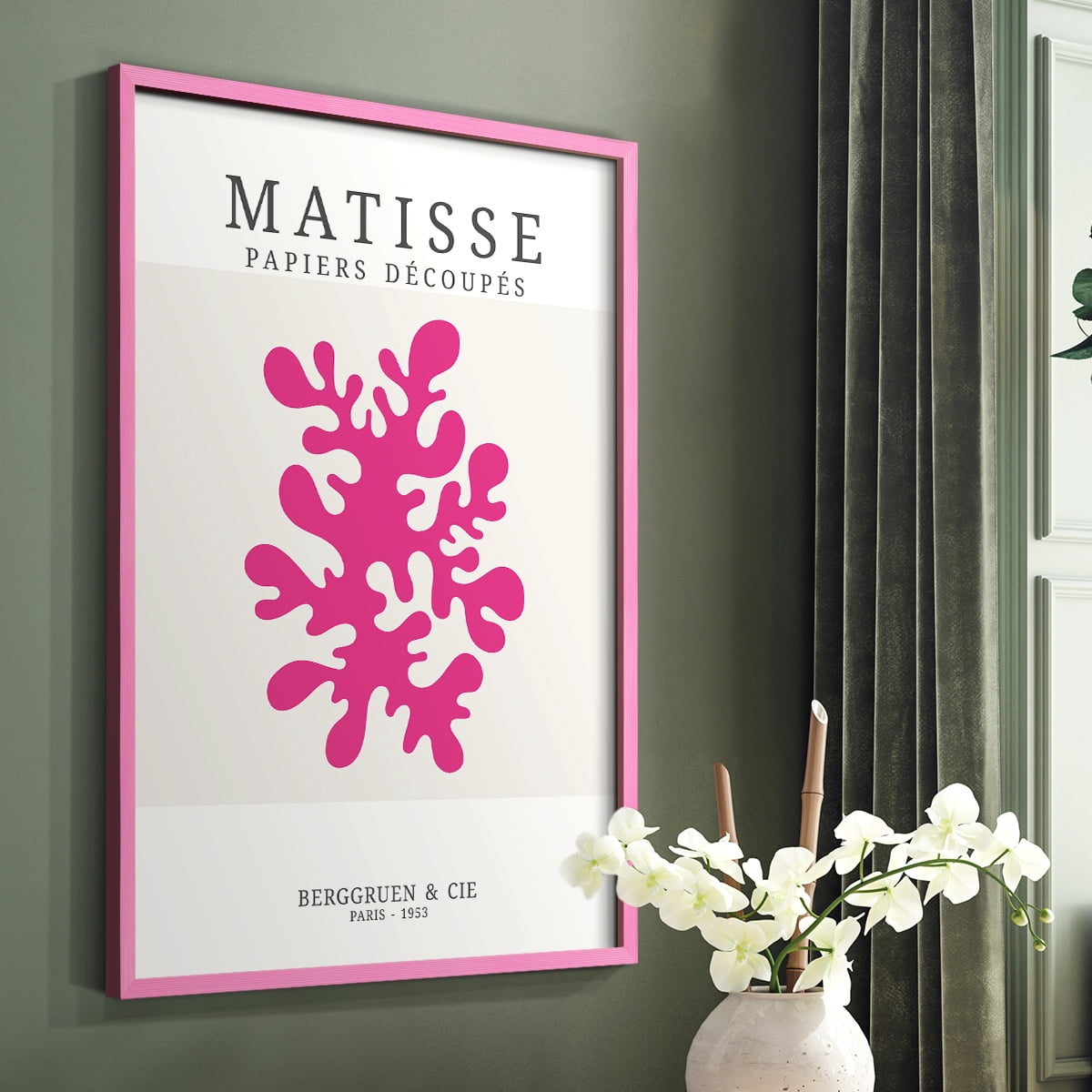 Matisse CDXXIX in Pink Solid Wood Framed Print No Nail Hanging