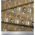 thumbnail image 3 of Soimoi Brown Cotton Voile Fabric Dog,Tree & Kids Human Figure Decor Fabric Printed Yard 42 Inch Wide, 3 of 3