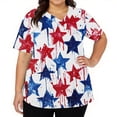 thumbnail image 3 of Iaqnaocc 4th of July Scrubs for Women Patriotic Oversized American Flag Stars Nurse Working Uniforms Retro V Neck Scrub Shirt Independence Day Nursing Scrubs with Pockets Watermelon Red S, 3 of 5