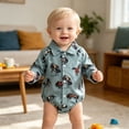 thumbnail image 2 of 12-18 Months Newborn Western Baby Boy Clothes Cowboy Shirt Romper Long/Short Sleeve Button Dress Bodysuit Infant Gentleman Outfits Blue, 2 of 7