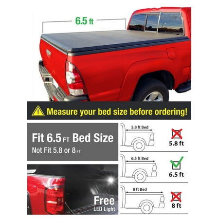 Premium Tri-Fold Tonneau Cover For 2014-2018 Silverado Sierra 6.5ft Bed