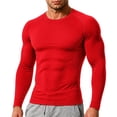thumbnail image 2 of gzxflxpge Men's Compression Shirts Cusual Quick Dry Lightweight Breathable Long Sleeve Undershirts Slim Fit Elastic Athletic Base Layer Red 2XL, 2 of 9