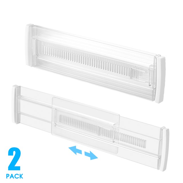 Mimifly Divisores de Cajones de Ropa para Cómoda Ajustables con 2 Divisores Transparentes, Paquete de 2