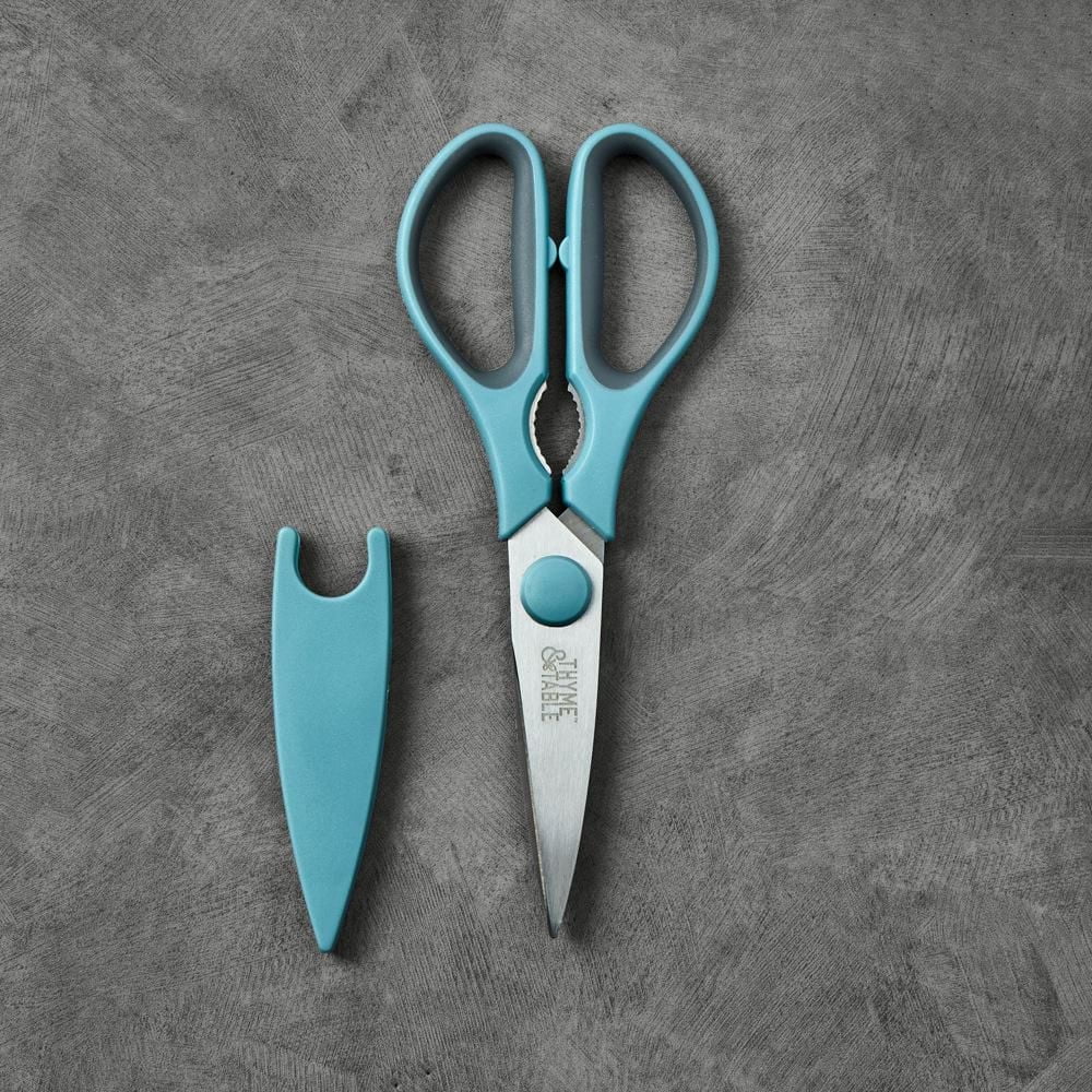 Thyme & Table Stainless Steel Kitchen Shears with Sheath, Blue, Shears