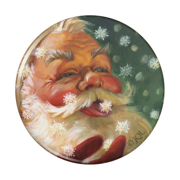 Christmas Holiday Santa Claus Tasting Snowflakes Pinback Button Pin