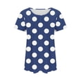 thumbnail image 5 of UYISJ Tops for Women Trendy Scoop Neck Short Sleeve Pleated Front Hide Tummy Casual Loose fit Tunics Polka Dots Tshirts Soft Comfy Summer Blouses Navy XL, 5 of 5