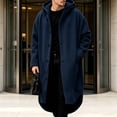 thumbnail image 4 of FchengtaiS Men's Long Trench Coat Long Sleeve Single Breasted Hooded Overcoat Fall Winter Warm Jakcets, 4 of 7