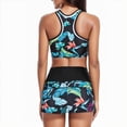 thumbnail image 3 of XIAONU Womens Floral Print Racerback High Waist Bikini Set Sleeveless Crew Neck Two Piece Swimsuit Stretchy Tropical Beach Swimwear, 3 of 6