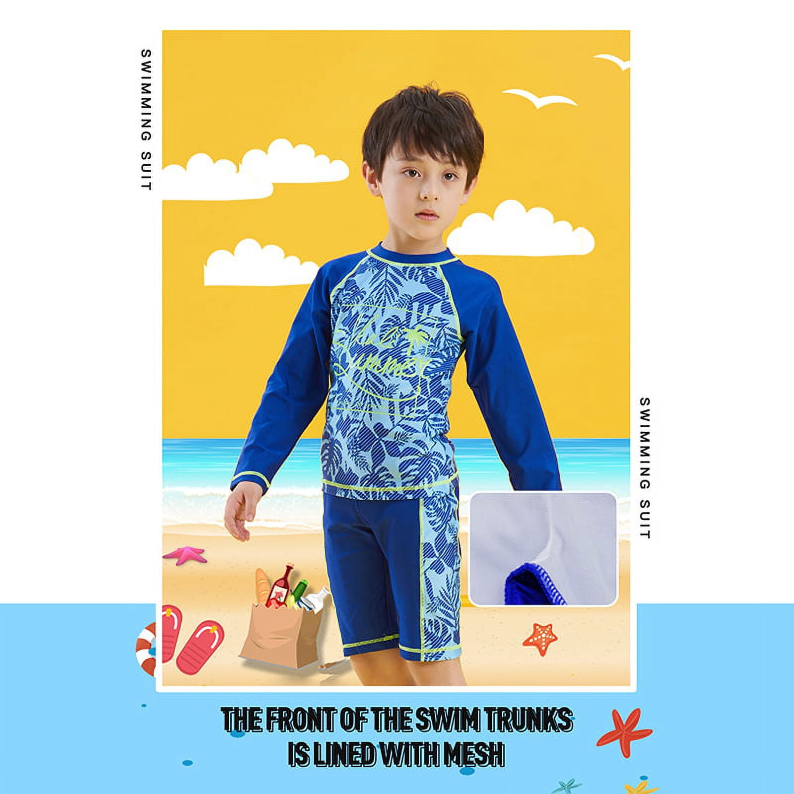 EHQJNJ Swim Trunks Boys 8-10 Toddler Boys Rashguard Two Piece Swimsuits Kids  Long Sleeve Sunsuits Surf Bathing Suit Swimwear Baby Boys' Swimwear Sets  Boys Swim Trunks with Compression Liner 