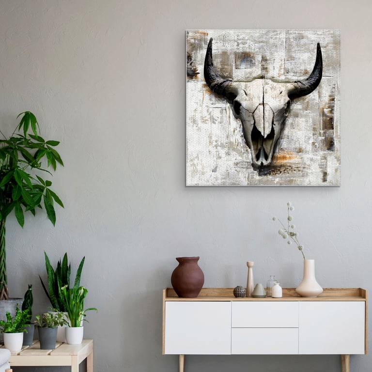 Free Shipping! Masterpiece Art Gallery White Cowskull Canvas Art