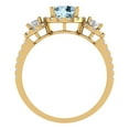 thumbnail image 4 of 1.46 ct Round Cut Natural Aquamarine 3 Stone 14K Yellow Gold Womens Engagement Ring, 4 of 5