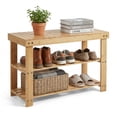 thumbnail image 1 of Natural 3-Tier Bamboo Shoe Rack Bench for Entryway – Comfortable Seat, Holds 286 lbs – Multi-Purpose Hallway, Bedroom, Foyer, Mudroom, or Balcony Storage – Natural Wood, 1 of 8