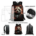 thumbnail image 3 of Xixirimido Cool Panda and Skull Print Kids Backpack Set for Boys Girls 17in School Backpack & Lunch Bag & Pencil Bag 3 in 1 Set for School Picnic Travel Daypack, 3 of 6