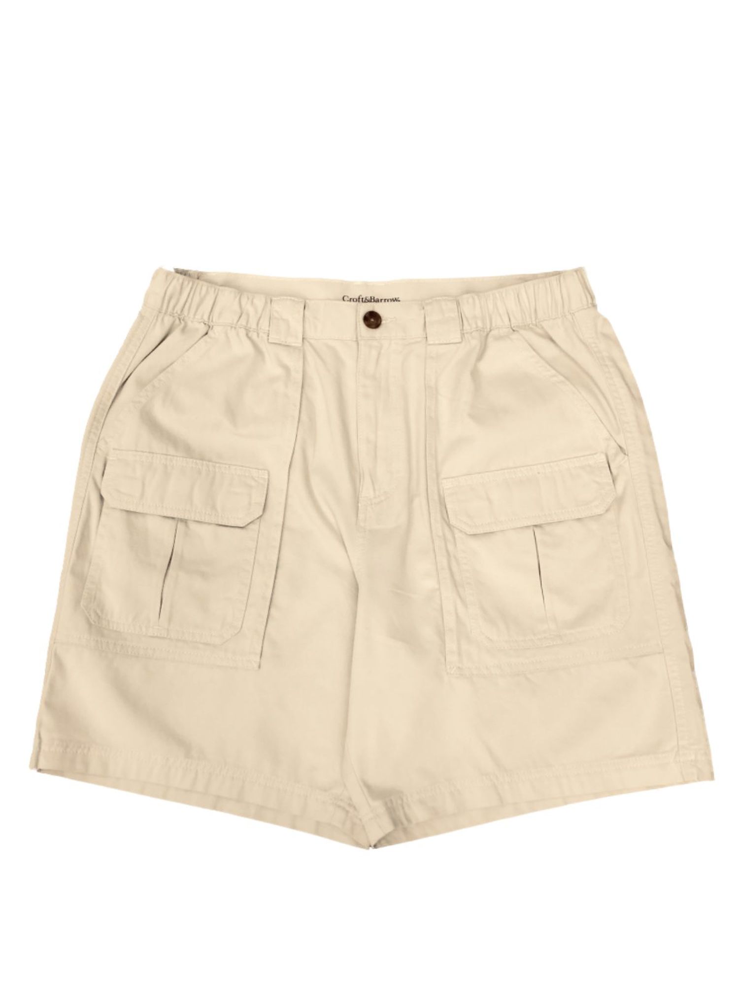 Mens Croft & And Borrow Beige Side Elastic Relaxed Fit Cargo Shorts 48