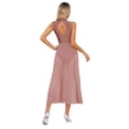 thumbnail image 2 of RUNQHUI Women Lyrical Dance Costume Backless Ballet Leotard Ballroom Dance Dress with Split Tulle Long Skirt Light Brown M, 2 of 7