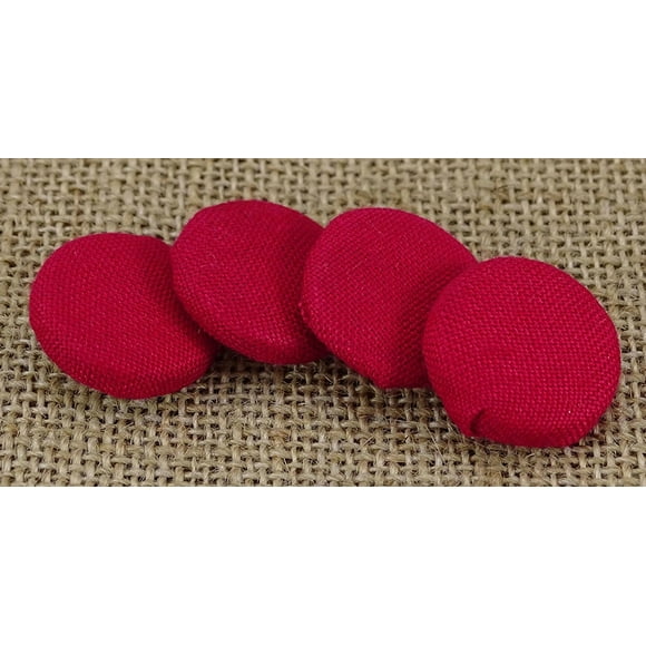 Decorative Rayon Fabric Covered Round Pink Buttons 2 Holes Sewing Scrapbooking Craft - Pack of 12 Pieces