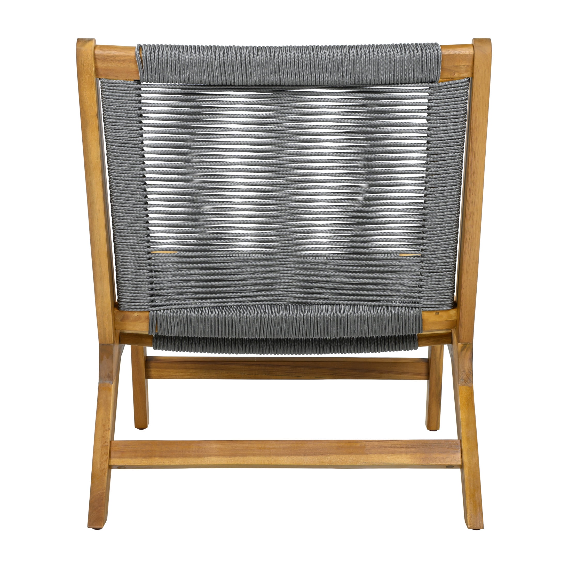 Christopher Knight Home Set of 2 Outdoor Lounge Chairs, Acacia Wood Rope Patio Chairs, Teak + Gray