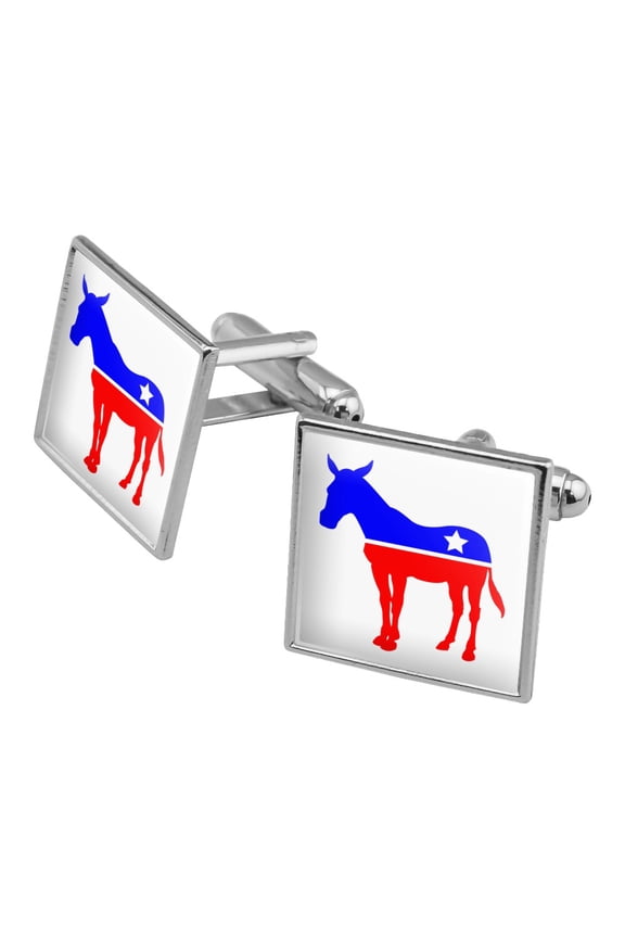 Democrat Donkey Liberal America Political Party Square Cufflink Set - Silver or Gold