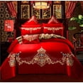 thumbnail image 1 of Luxury 100% Cotton Traditional Chinese Wedding Bedding Set, 1 of 2