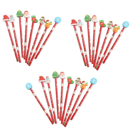 BERTDOMD 25Pcs Christmas Pencils with Eraser Cartoon Pencils Students Stationeries