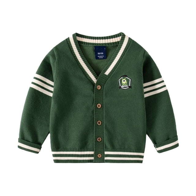 YTDSCS Cardigan pour Garçons 2-7T, Pull à Boutons pour Bébé et Tout-Petit, Col en V, Broderie, Printemps Automne