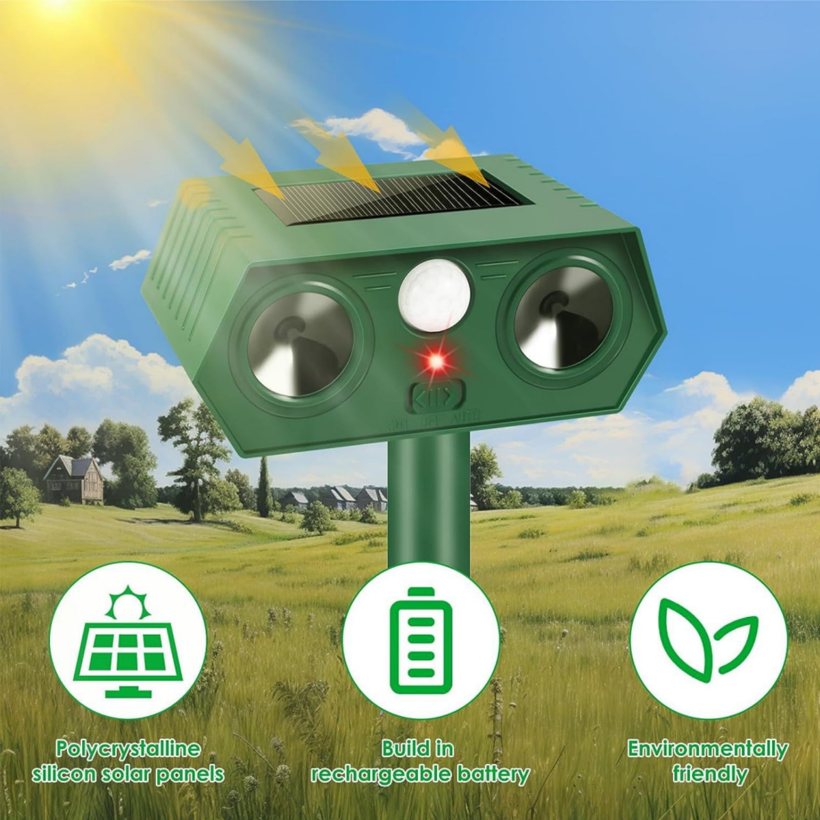 Paddsun Solar Animal Traps,2 Pack Ultrasonic Cat Traps Outdoor Waterproof Deer Deterrent for Bird Dog Skunk Squirrels Deterrent with Motion Detection Flash Lights for Outdoor Farm