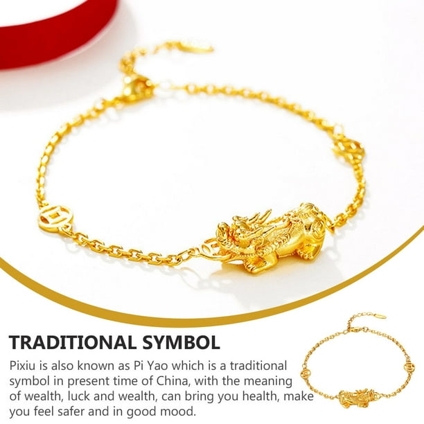 Golden Plated Adjustable Pixiu Wealth Bracelets Feng Shui