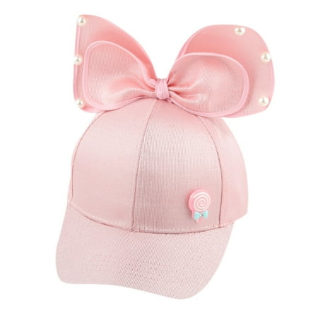 

Hat For Kids Cute Kids Children Pearl Bowknot Lollipop Peaked Hat Baseball Cap Sunhat