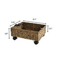 thumbnail image 2 of happimess BSK2014B Adaline 18.11" Classic Farmhouse Hand-Woven Hyacinth Rectangular Underbed Storage Bin with Wheels and Handles, Brown, 2 of 4