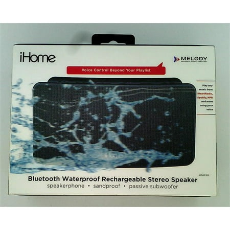 Refurbished iHome iBT39 Portable Waterproof Stereo Bluetooth Speaker with Passive Subwoofer and