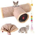 thumbnail image 1 of Túnel plegable para gatos con cuevas, túnel de gamuza para mascotas, juguete para gatitos, cachorros, conejos, cobayas, con pelotas y divertidos juguetes para gatos, 1 of 5