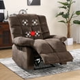 thumbnail image 6 of Bonzy Home Massage Recliner Chair with Heat and Vibration Manual Recliners Fabric Sofa Reclining Chair for Living Room, Brown, 6 of 8