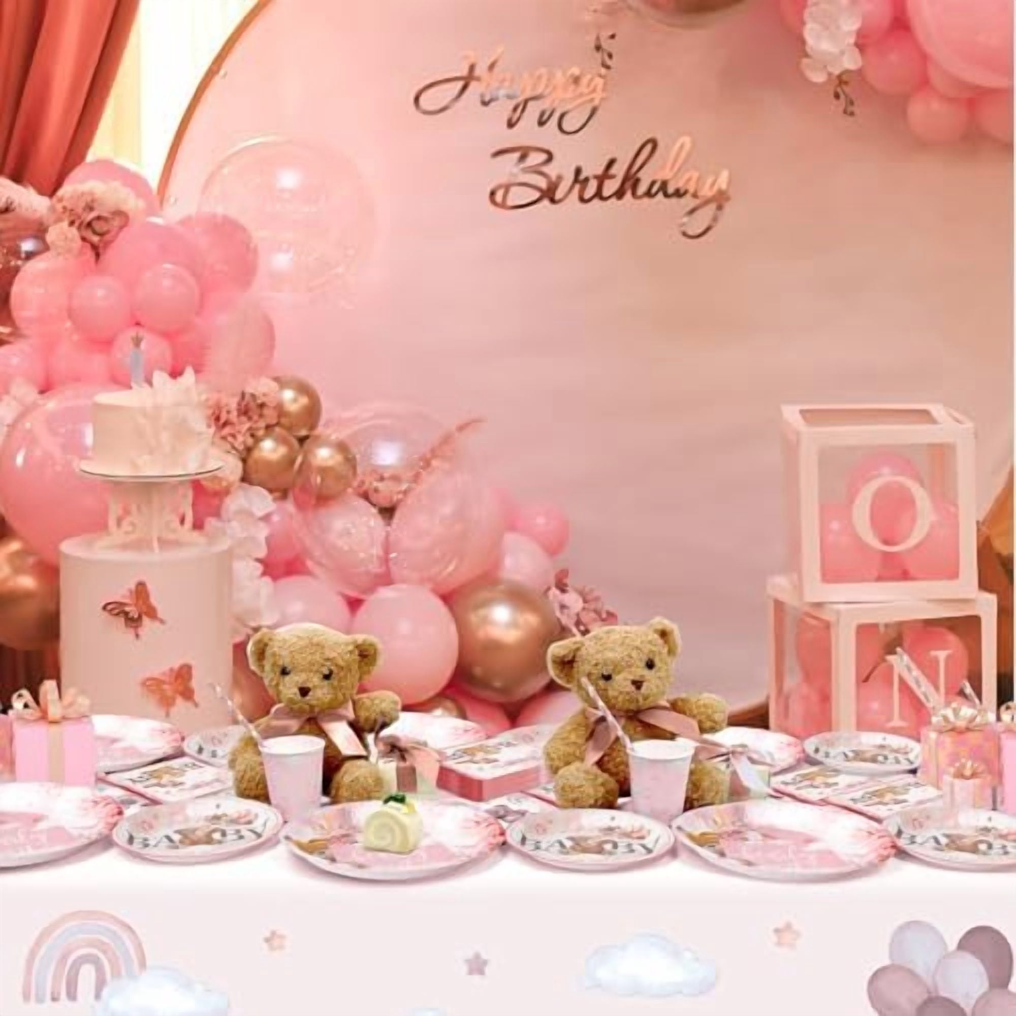 180PCS We Can Bearly Wait Baby Shower Decorations – Pink Bear Paper Plates and Napkins Set, Disposable Party Tableware Supplies for Girl Baby Shower$$Home Decor, Kitchen, & Other