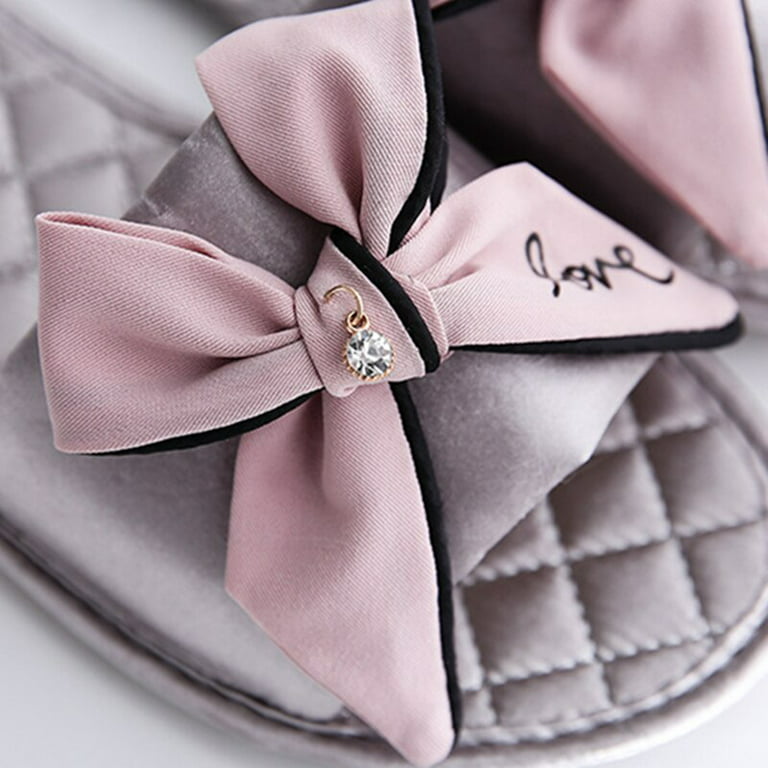 Shoes, Womans Pink Chiffon Ribbon Open Toe Slippers