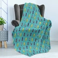 thumbnail image 4 of Summer Soft Flannel Fleece Throw Blanket, Continuing Print of Colorful Sandals with Polka Dots or Stripes, Cozy Plush for Indoor and Outdoor Use, 50" x 60", Turquoise and Multicolor, by Ambesonne, 4 of 5