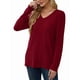 thumbnail image 3 of Blusas de Larga para Mujer, Camisetas con Cuello en V, Suéteres Tipo Túnica Ligeros, Moda Rojo L, 3 of 9