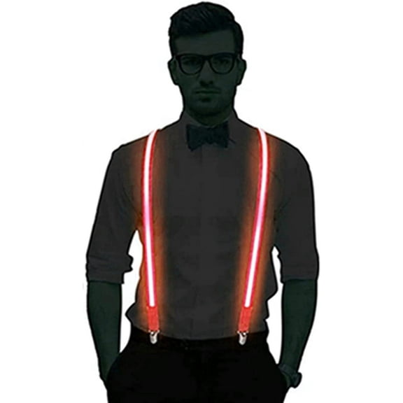 LINLIN Light Up LED Suspenders for Men, Back Suspenders LED Light Suspenders Neon Stripe Light Up LED Suspenders Y Shape Suspenders for party Night Club Gift