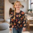 thumbnail image 4 of Xixirimido Black Fall Maple Leaf Pattern Girls Casual Long Sleeve Shirts Knot Tie-hem Tunic Tops Crewneck Tees Blouses Girls Fashion Clothes, Size 11-12, 4 of 7