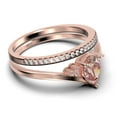 thumbnail image 2 of Gorgeous Minimalist 1.75 Carat Pear Cut Morganite And Diamond Moissanite Unique Engagement Ring, Affordable Wedding Ring, One Matching Band in 10k Solid Rose Gold Gift For Her Love, Bridal Ring Set, 2 of 3