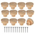 thumbnail image 1 of Ensemble de 12 Boutons de Commode Ronds en Rotin Style Bohème Faits à la Main avec Vis pour Meubles Tiroirs Armoires, 1 of 5