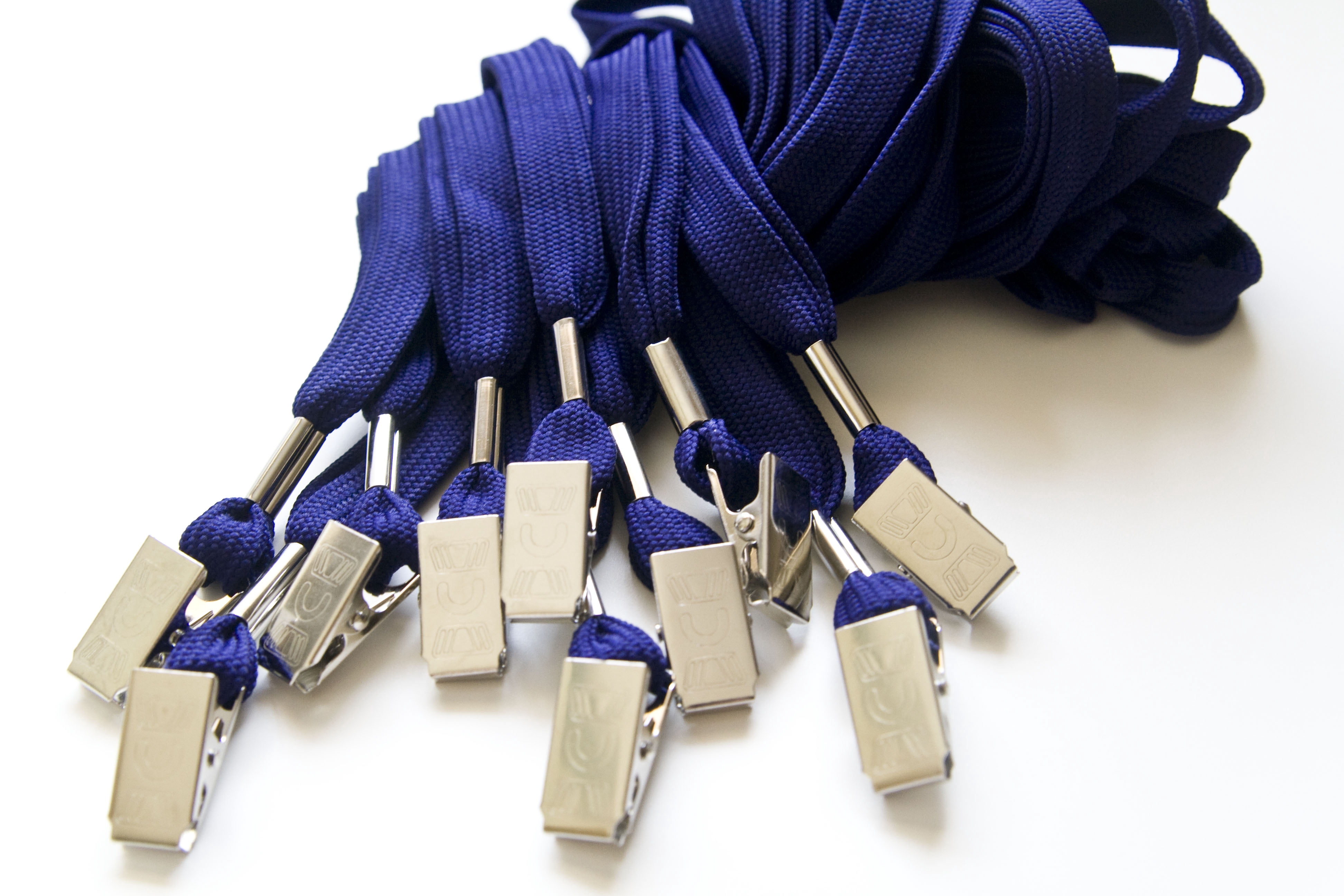 100pcs Flat ID Neck Lanyards for Badges with Bulldog Clip, Navy Blue by OnDepot