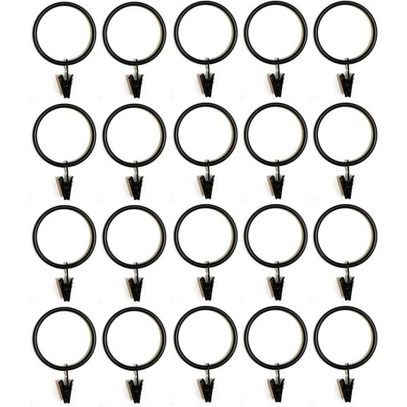 - 2 Inch - Metal Curtain Rings with Clips and Eyelets (Also Known as Rings with Curtain Clips/Curtain Clip Rings/Drapery Rings/Curtain Rings with Clips) (Set of 20)